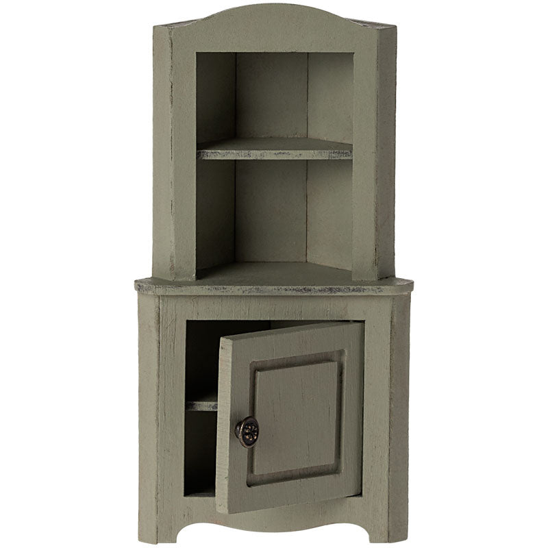 Maileg Corner Cabinet, Mouse - Light Green - Open