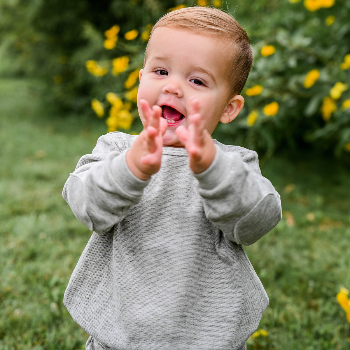 oh baby! Honeycomb Elbow Patch Boxy Sweatshirt - Spruce - Clapping Hands