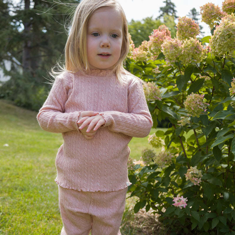 oh baby! Cable Knit Mock Neck Two Piece Set - Pale Pink - Lifestyle