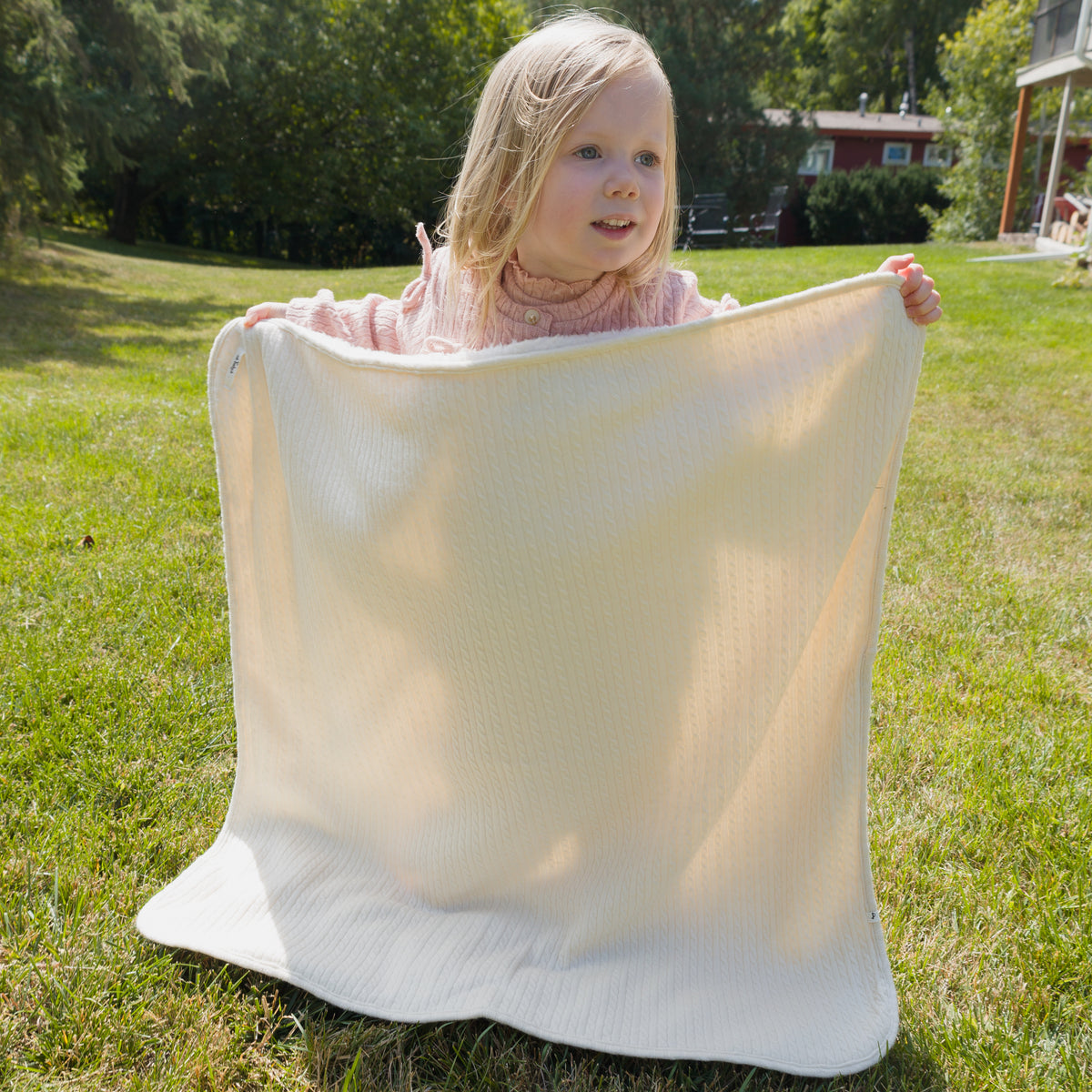 oh baby! Cable Knit Snowdrift Blanket - Natural - Lifestyle