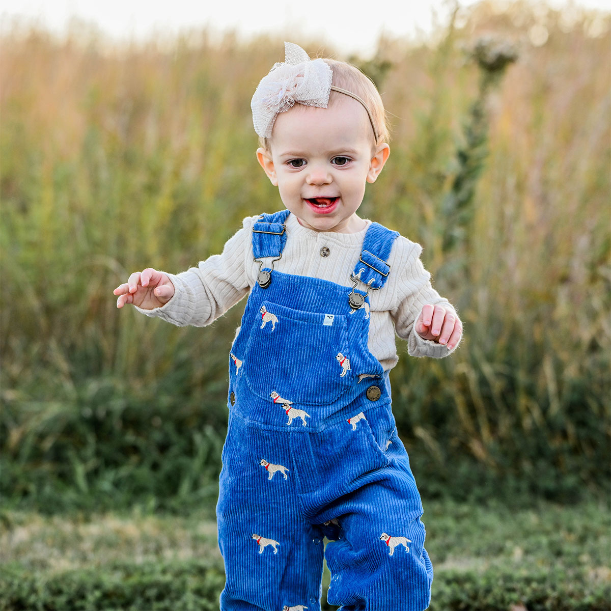 oh baby! Corduroy Bib Overalls - Labs Embroidered - Denim