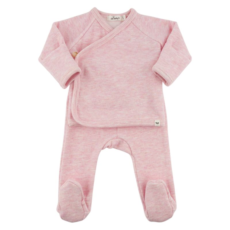oh baby! Honeycomb Kimono Footie Set - Pale Pink