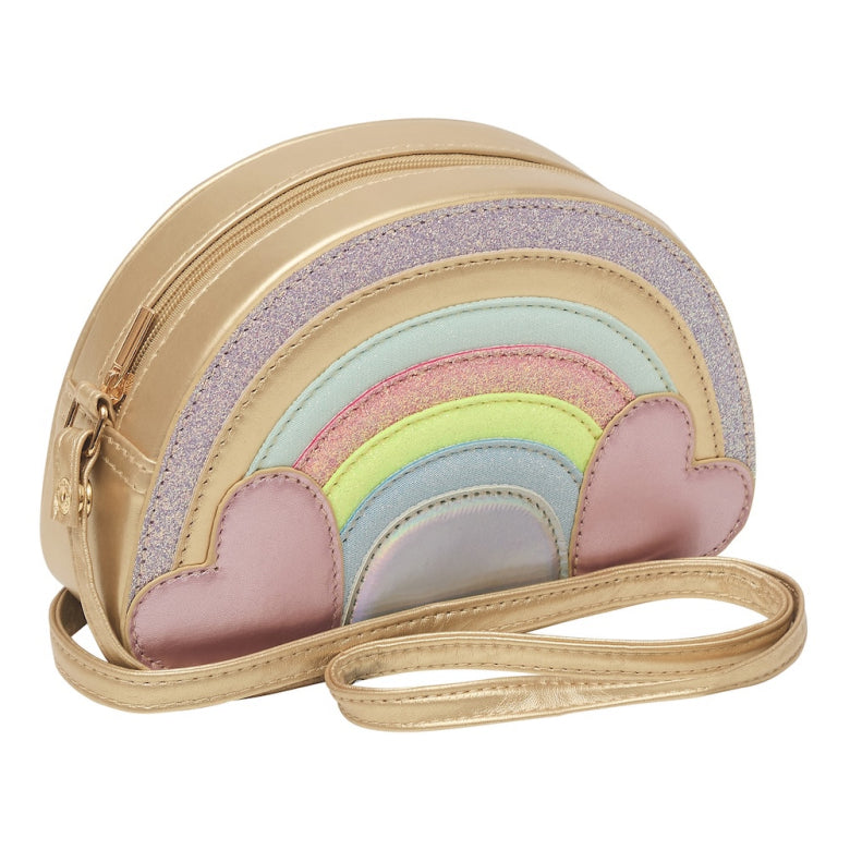 Rainbow Bag Purse with Hearts - Gold Multi