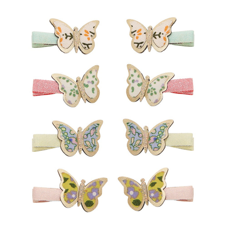 Floral Butterfly Mini Hair Clips - Set of 2