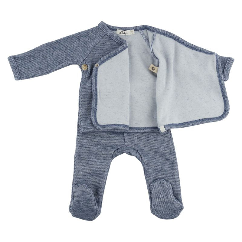 oh baby! Honeycomb Kimono Footie Set - Denim