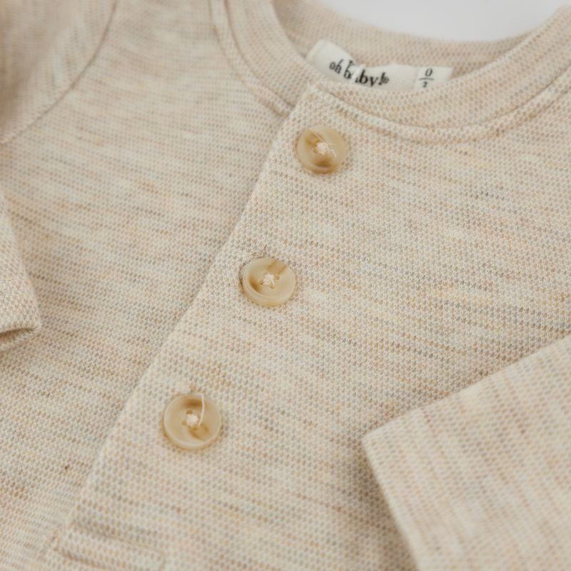 oh baby! Honeycomb Elbow Patch Henley Set - Sand