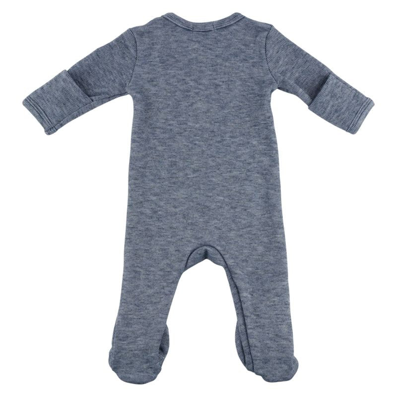 oh baby! Honeycomb Zipper Footie with Pocket - Denim