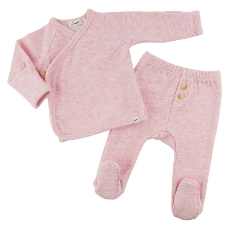 oh baby! Honeycomb Kimono Footie Set - Pale Pink