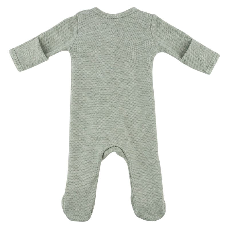 oh baby! Honeycomb Zipper Footie with Pocket - Spruce