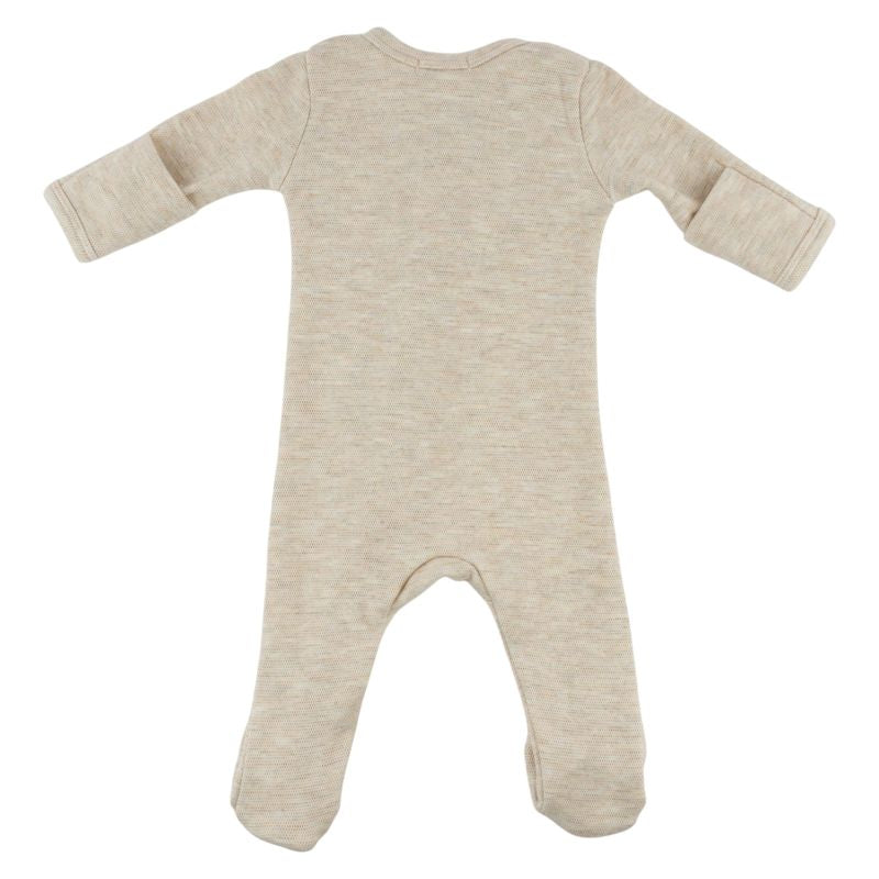 oh baby! Honeycomb Zipper Footie with Pocket - Sand