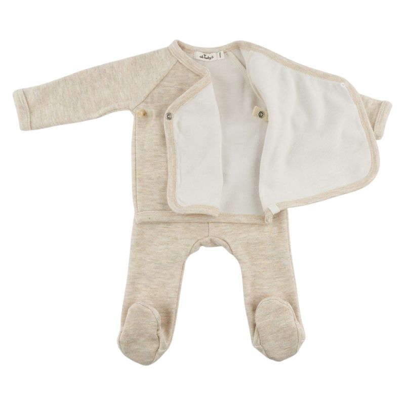 oh baby! Honeycomb Kimono Footie Set - Sand