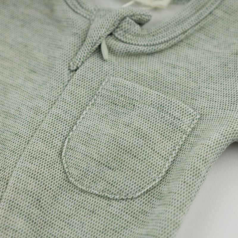 oh baby! Honeycomb Zipper Footie with Pocket - Spruce