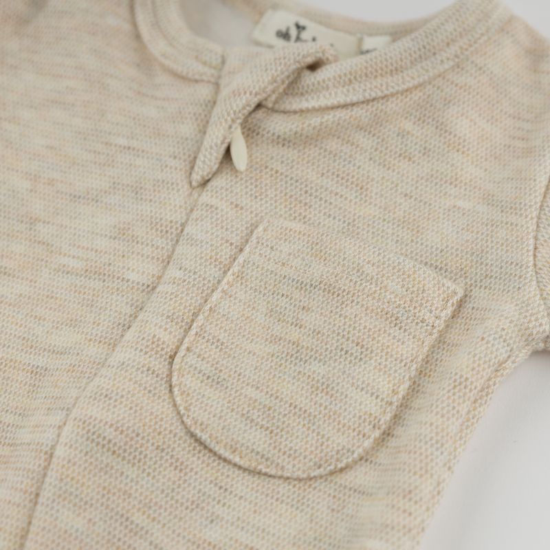 oh baby! Honeycomb Zipper Footie with Pocket - Sand