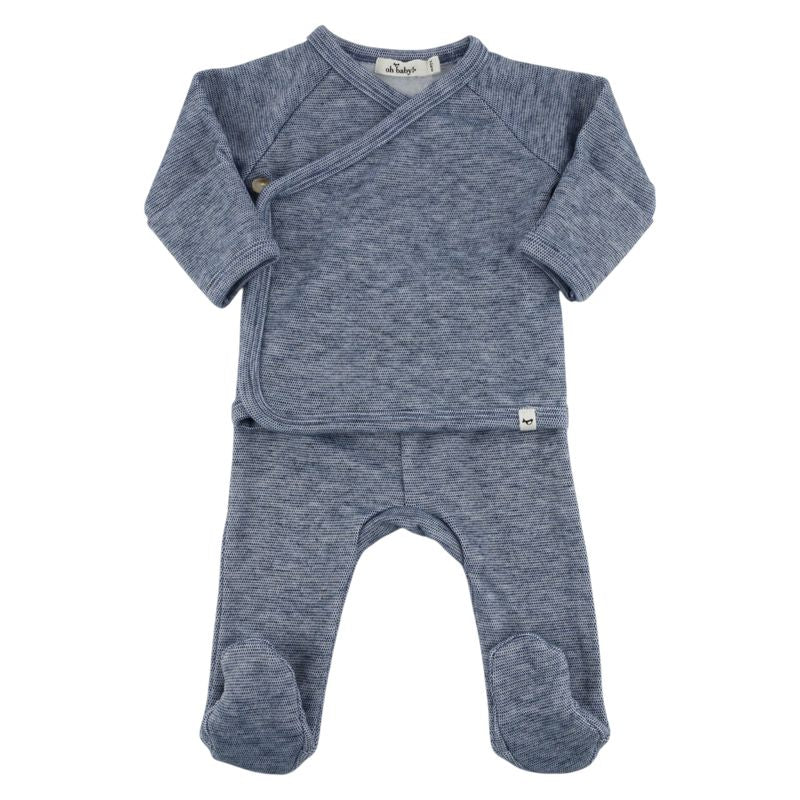 oh baby! Honeycomb Kimono Footie Set - Denim