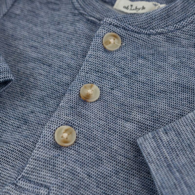 oh baby! Honeycomb Elbow Patch Henley Set - Denim