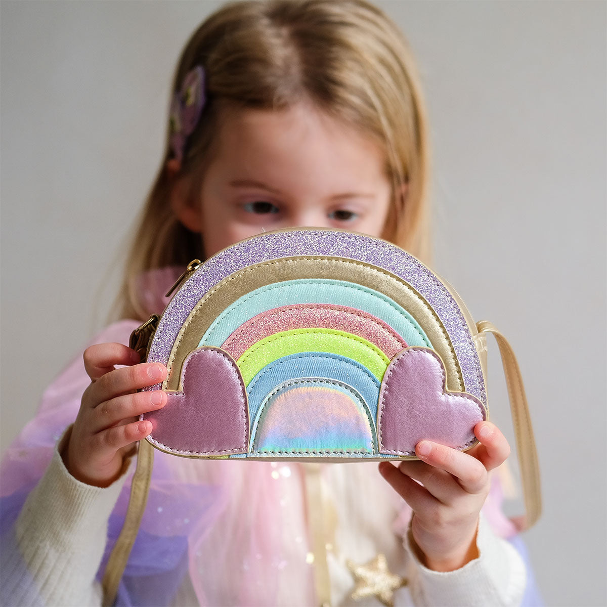 Rainbow Bag Purse with Hearts - Gold Multi - Lifestyle