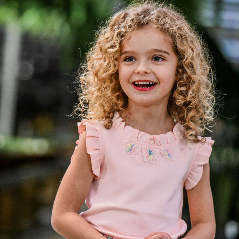 oh baby! Rebekah Tank - Butterflies Appliques - Pale Pink - Lifestyle - Close Up