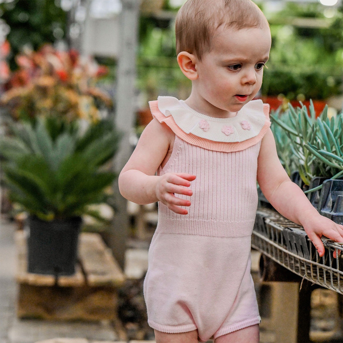 oh baby! Victoria Romper - Flower Crochet Double Collar - Pink - Lifestyle