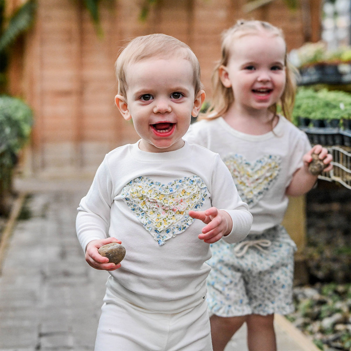 oh baby! Two Piece Set - Poppy Sprig Ruffle Heart - Cream - Giggles-Lifestyle