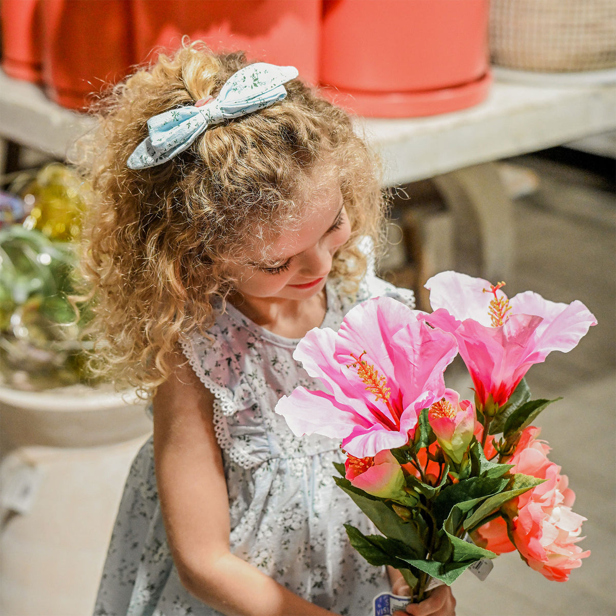 oh baby! Scarlett Bow on Clip - Apple Blossom - Sky Blue - Lifestyle