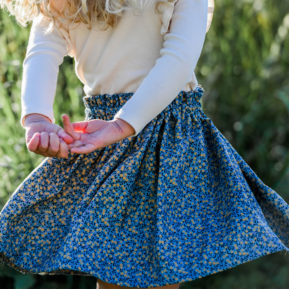 oh baby! Flora Skirt - Prairie Blooms - Wedgewood - Twirling