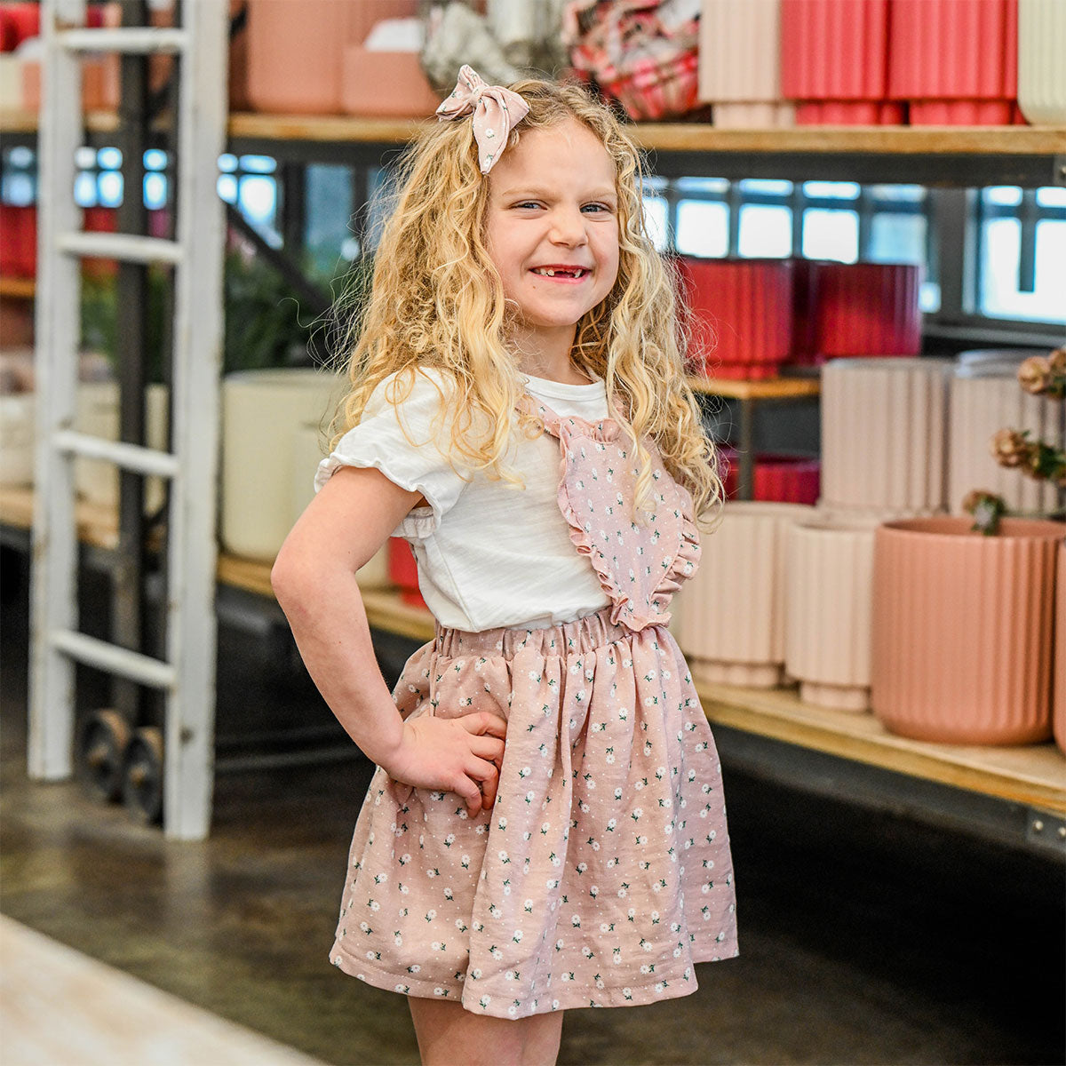 oh baby! Darling Skirtall - Sunburst Flower Print - Blush - Lifestyle-Side