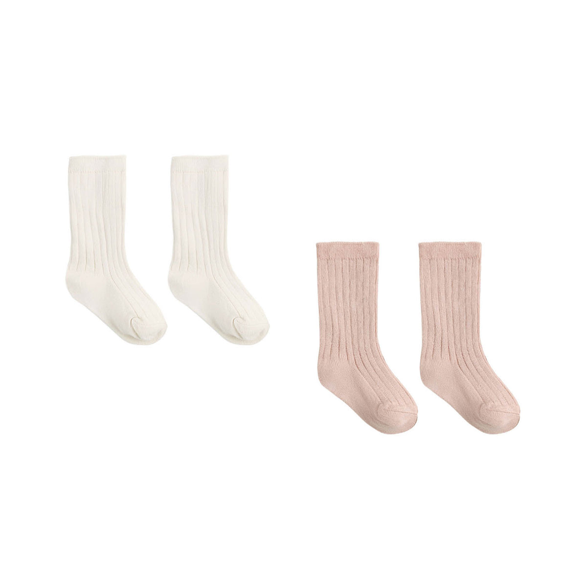 Quincy Mae Socks Set - Natural, Dusty Rose
