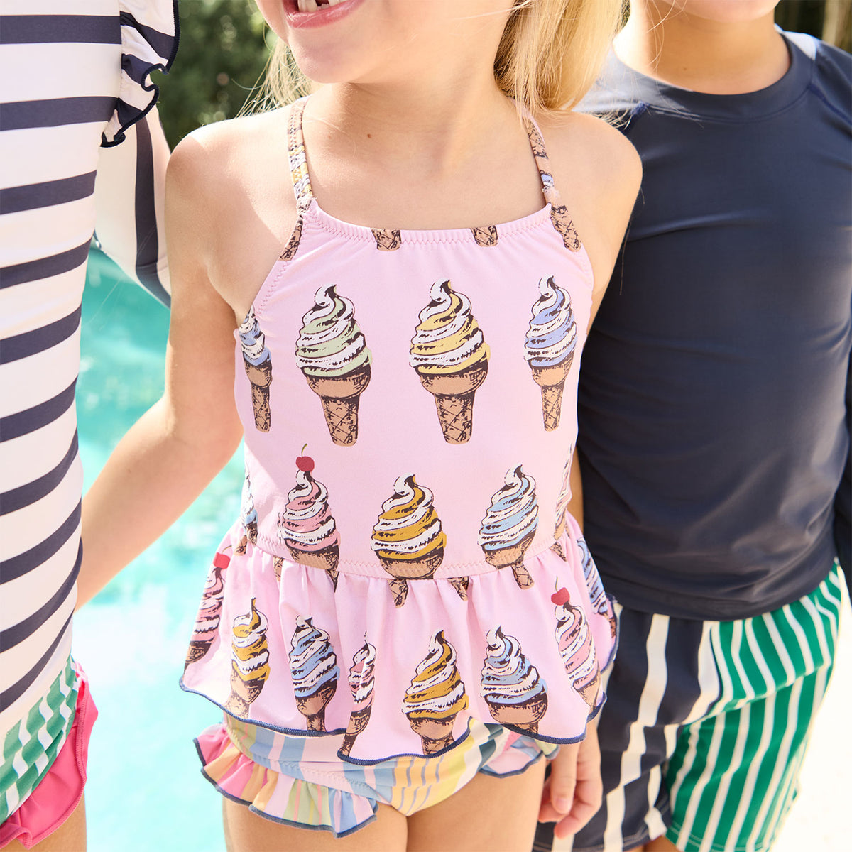 Joy Tankini Swimsuit - Multi Soft Serve Cones - Close Up