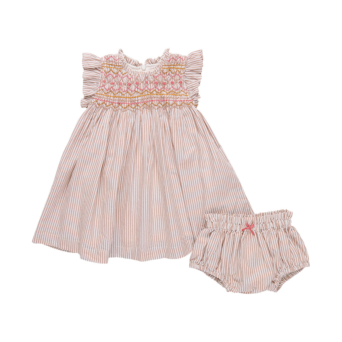 Stevie Dress Set - Tawny Brown Stripe