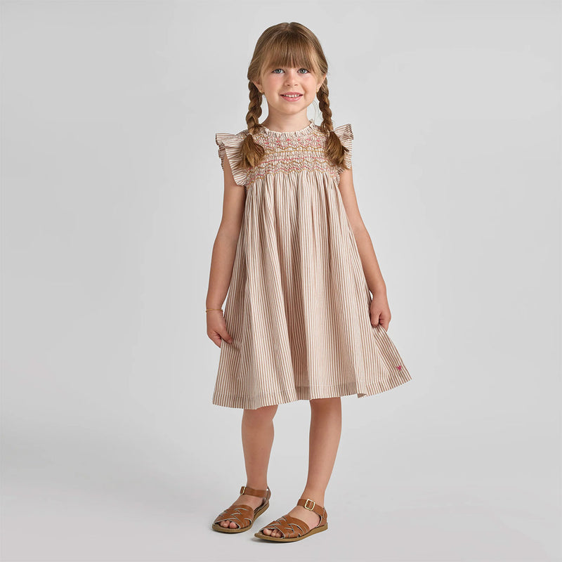 Stevie Dress - Tawny Brown Stripe - Lifestyle