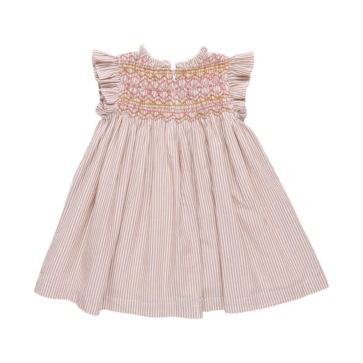 Stevie Dress - Tawny Brown Stripe - Back