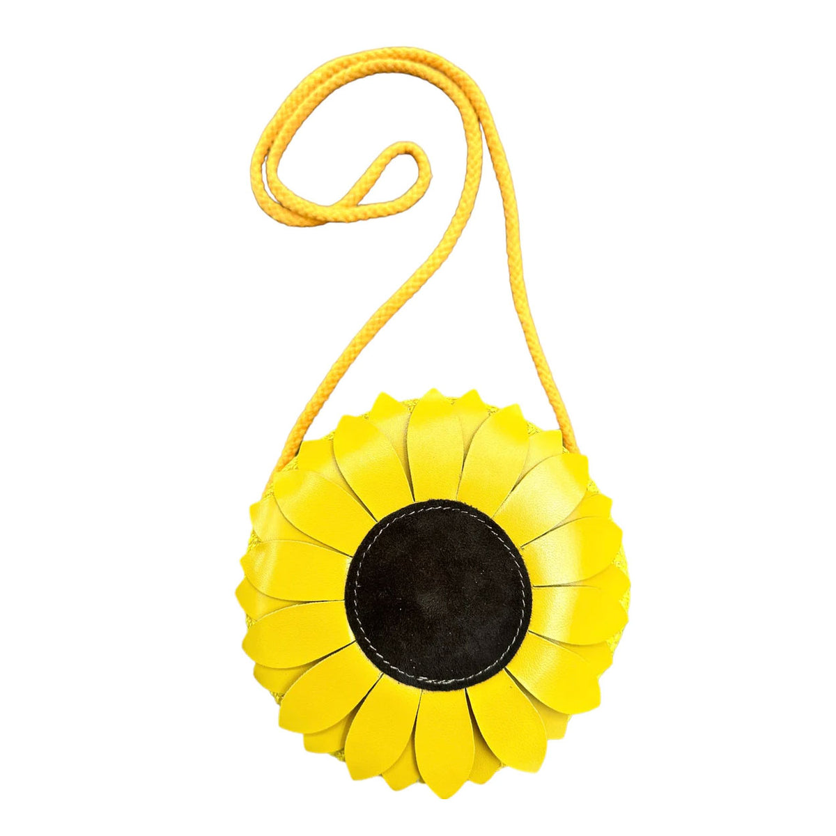 Sunflower Straw and Leather Bag Purse