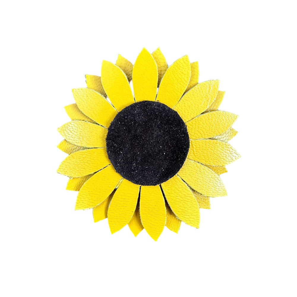 Sunflower Yellow Leather Hair Clip