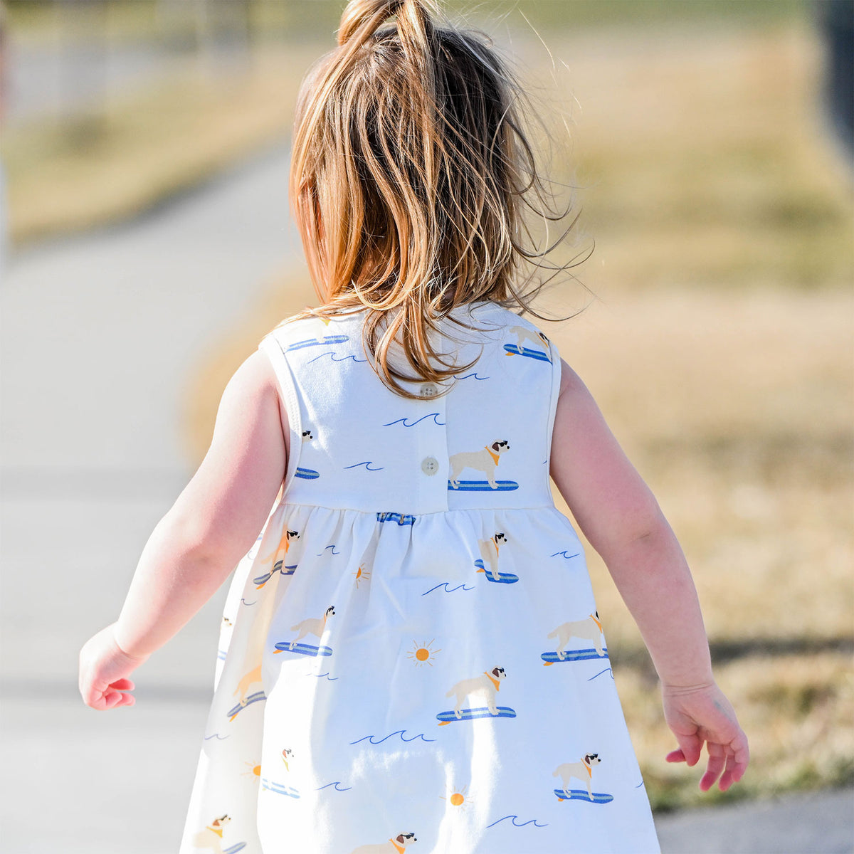 oh baby! Tank Dress -Surfing Dog Print - Oyster - Back - Lifestyle
