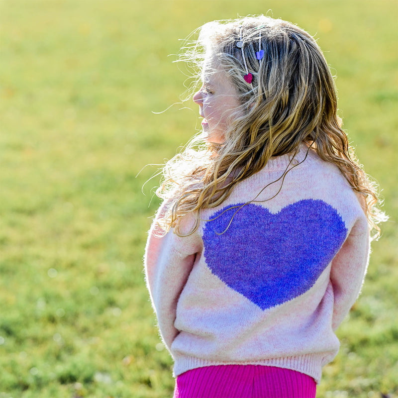 oh baby! Grandpa Knitted Pullover Sweater - Giant Heart - Pale Pink - Back=Lifestyle