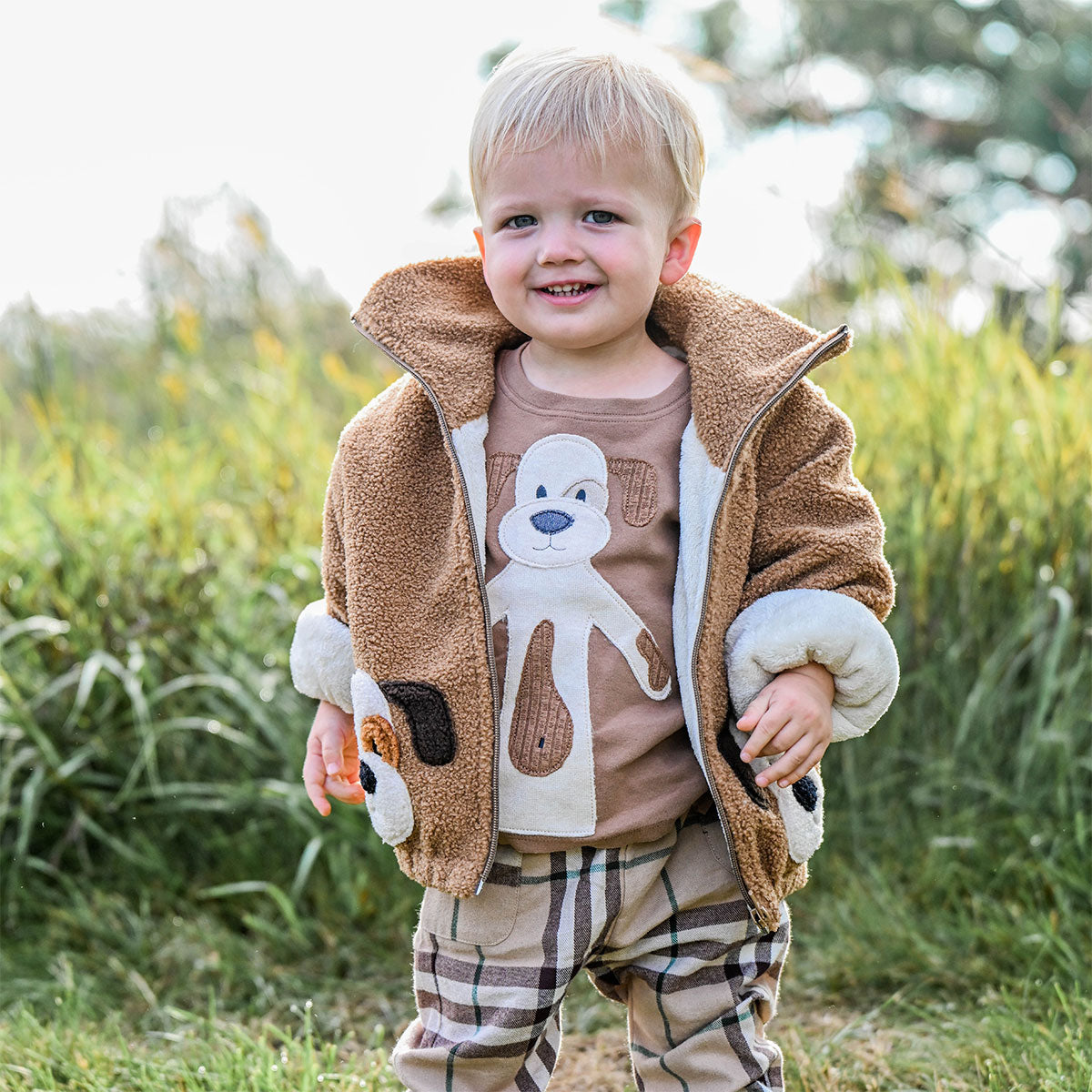 oh baby! Puppy Faces Sherpa Tahoe Jacket - Milk Chocolate