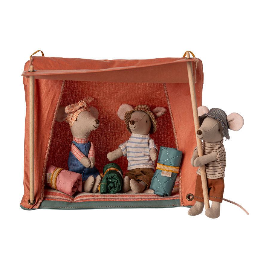 Maileg Happy Camper Tent, - with Maileg Hiker Mouse