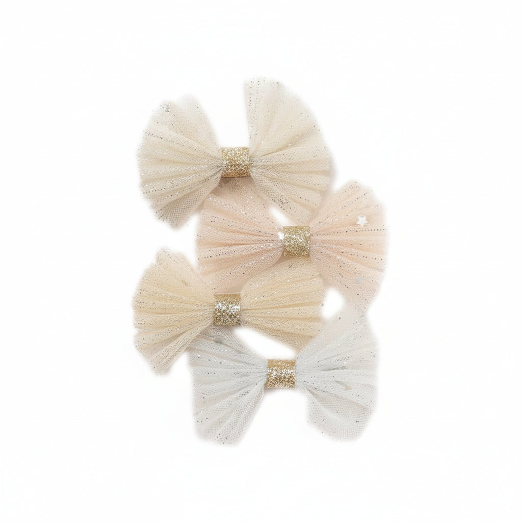 Shimmer Tulle Mini Bow Hair Clip