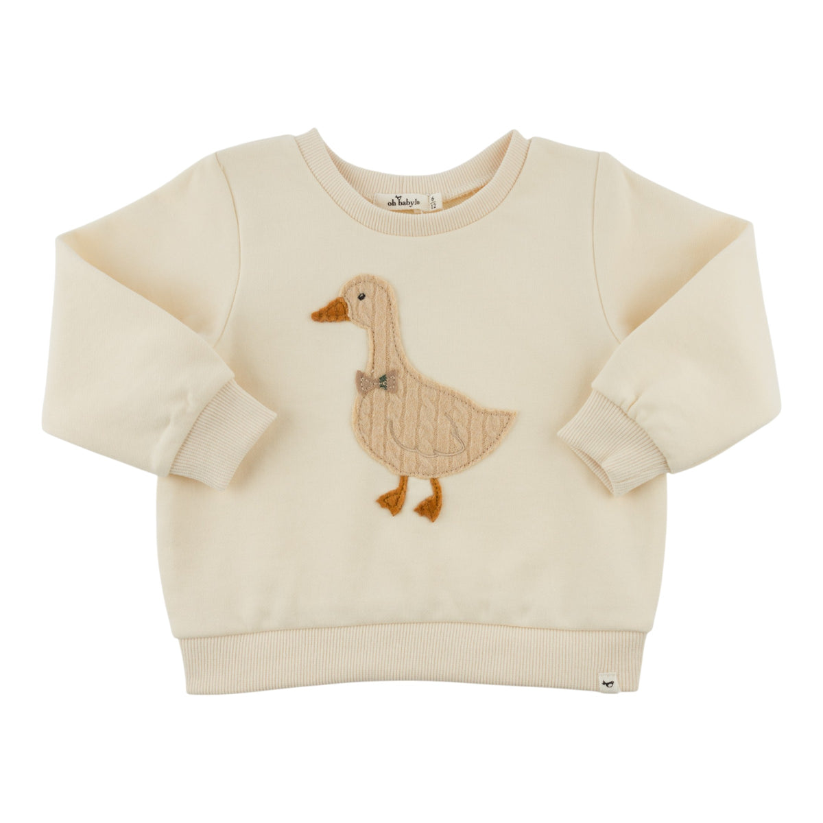 oh baby! Brooklyn Boxy Sweatshirt - Goose Mini Tartan Bow - Sugar Cookie