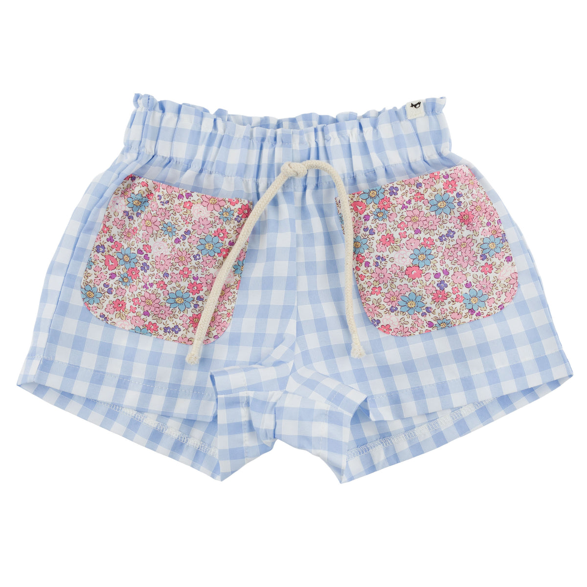 oh baby! Libby Floral Pocket Short - Blue Berry Checks