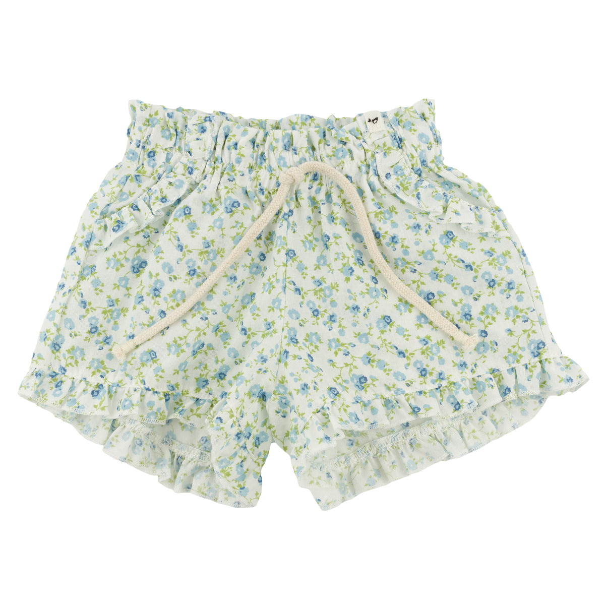 oh baby! Delilah Ruffle Short - Poppy Sprig - Sky Blue