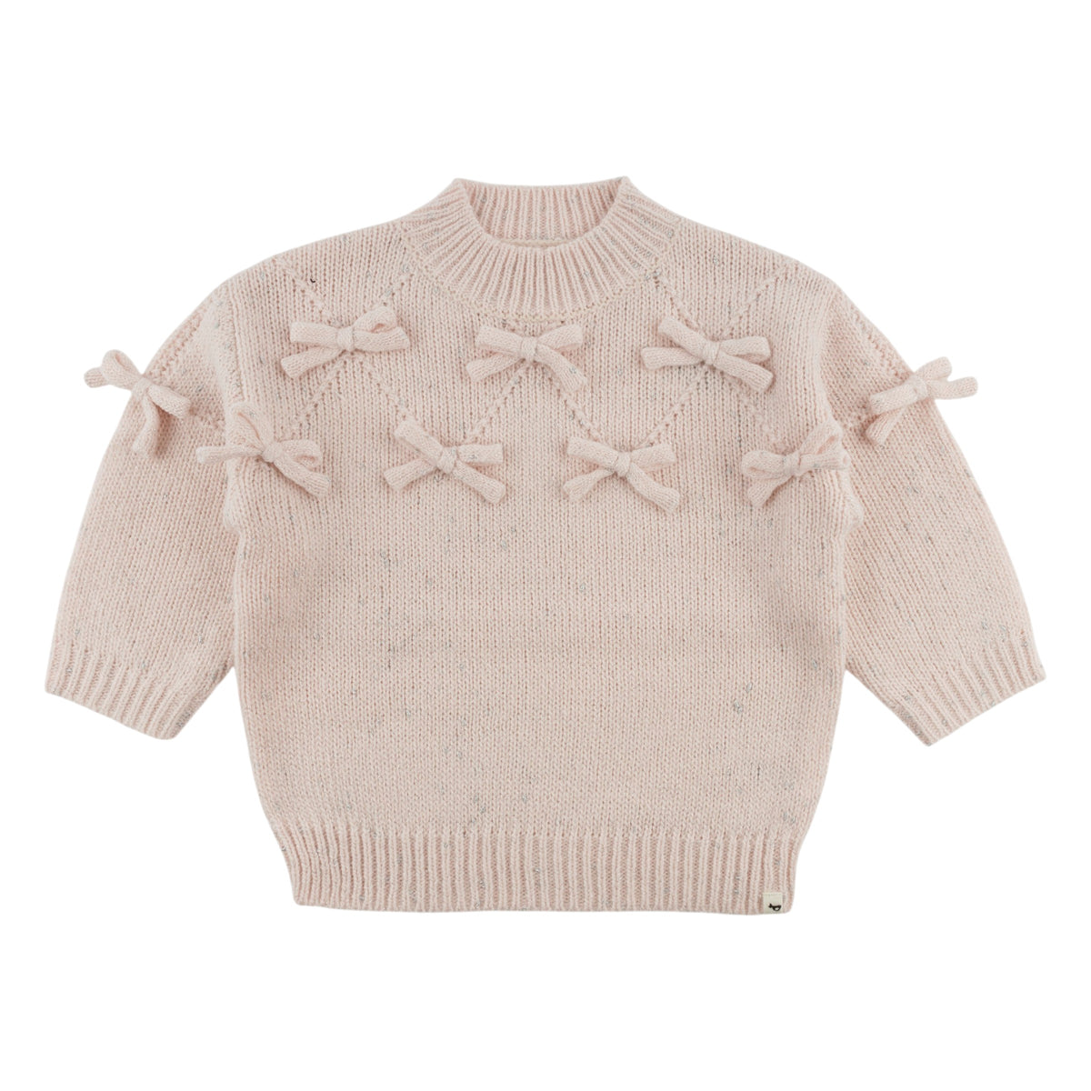 oh baby! Diamond Cable Knitted Sweater - Bows - Barely Pink Sparkle