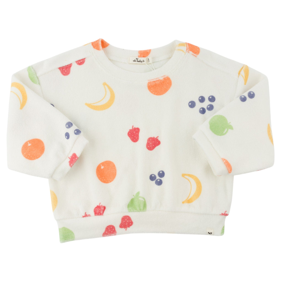 oh baby! Charlie Sweatshirt - Snack Time Fruits Print - Oyster