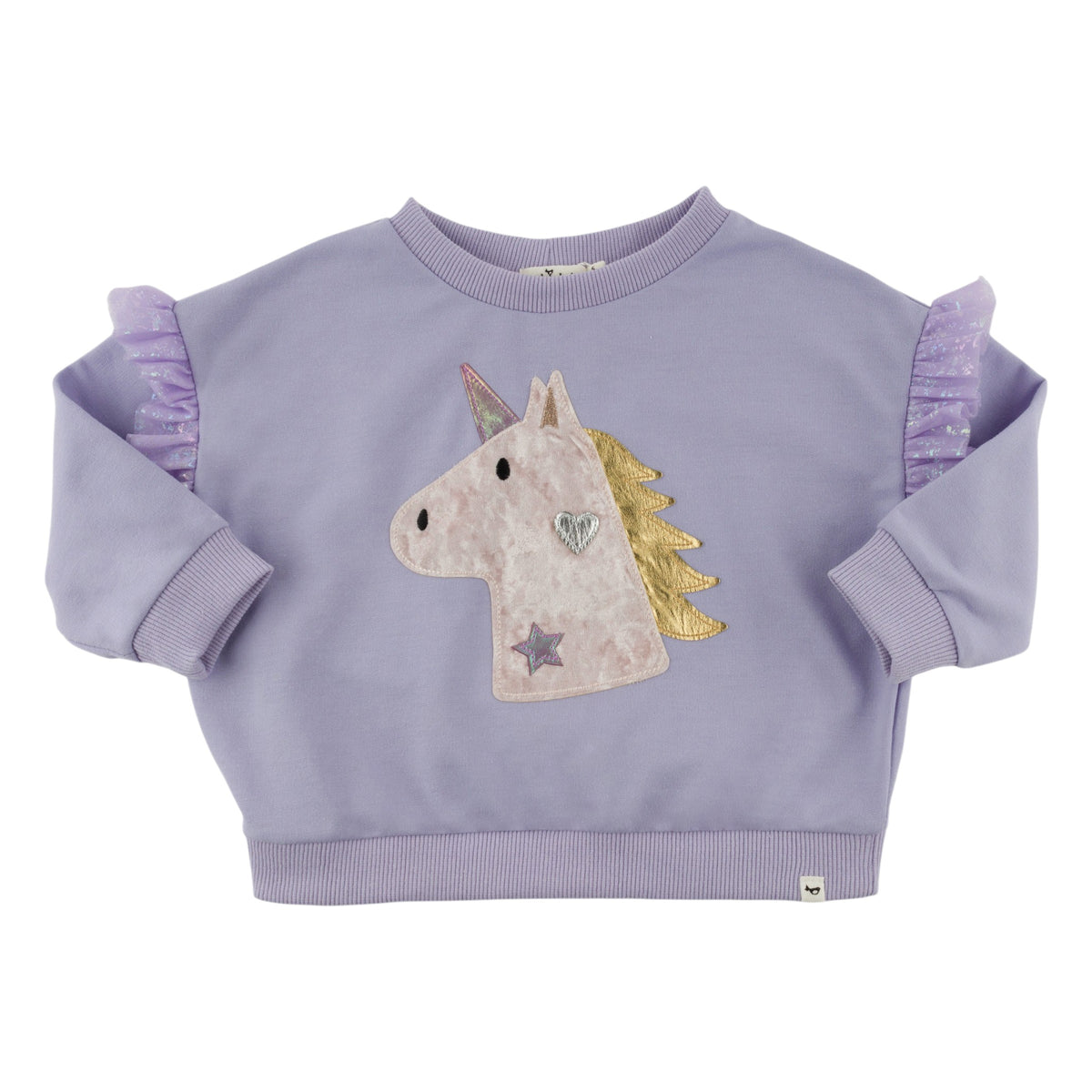 oh baby! Millie Sweatshirt - Unicorn Head Applique - Lavender