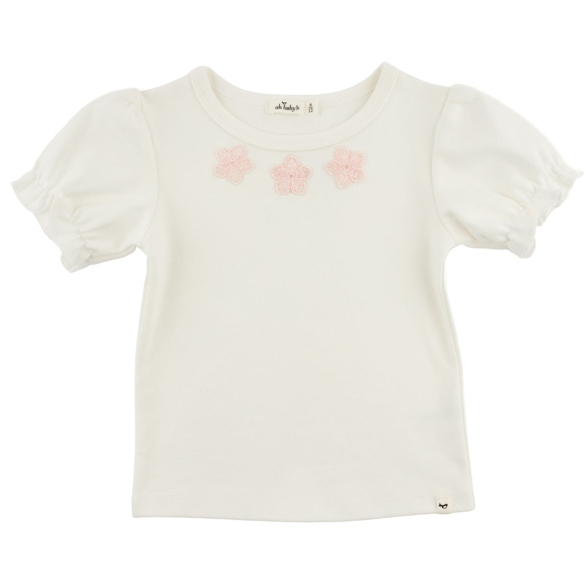 oh baby! Layla Tee - Flower Appliques - Oyster