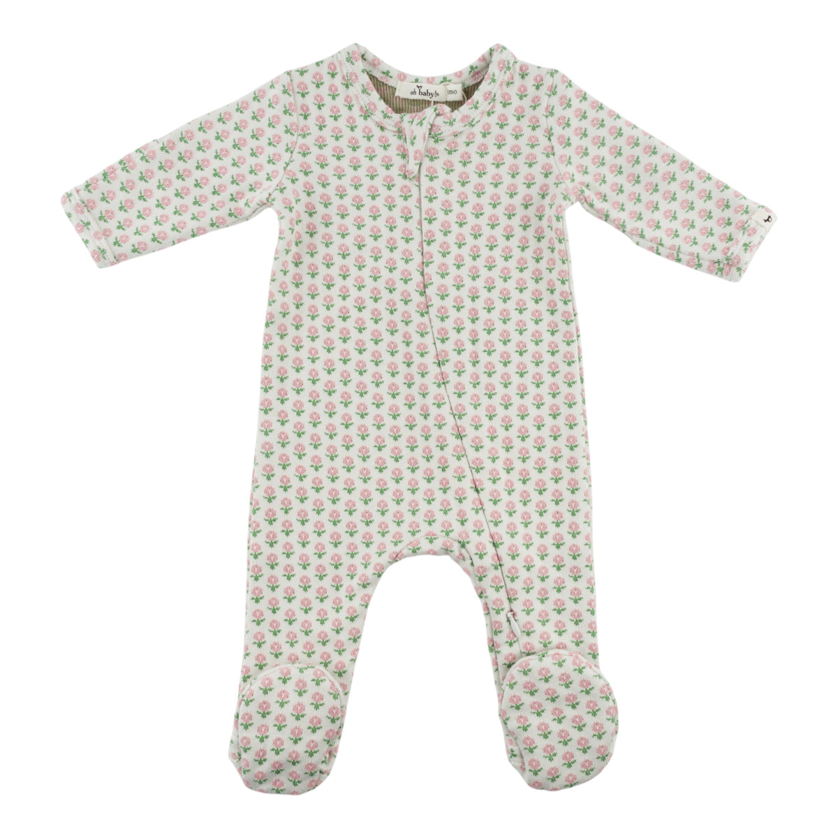 oh baby! Double Knit Footie - Tulips - Pink