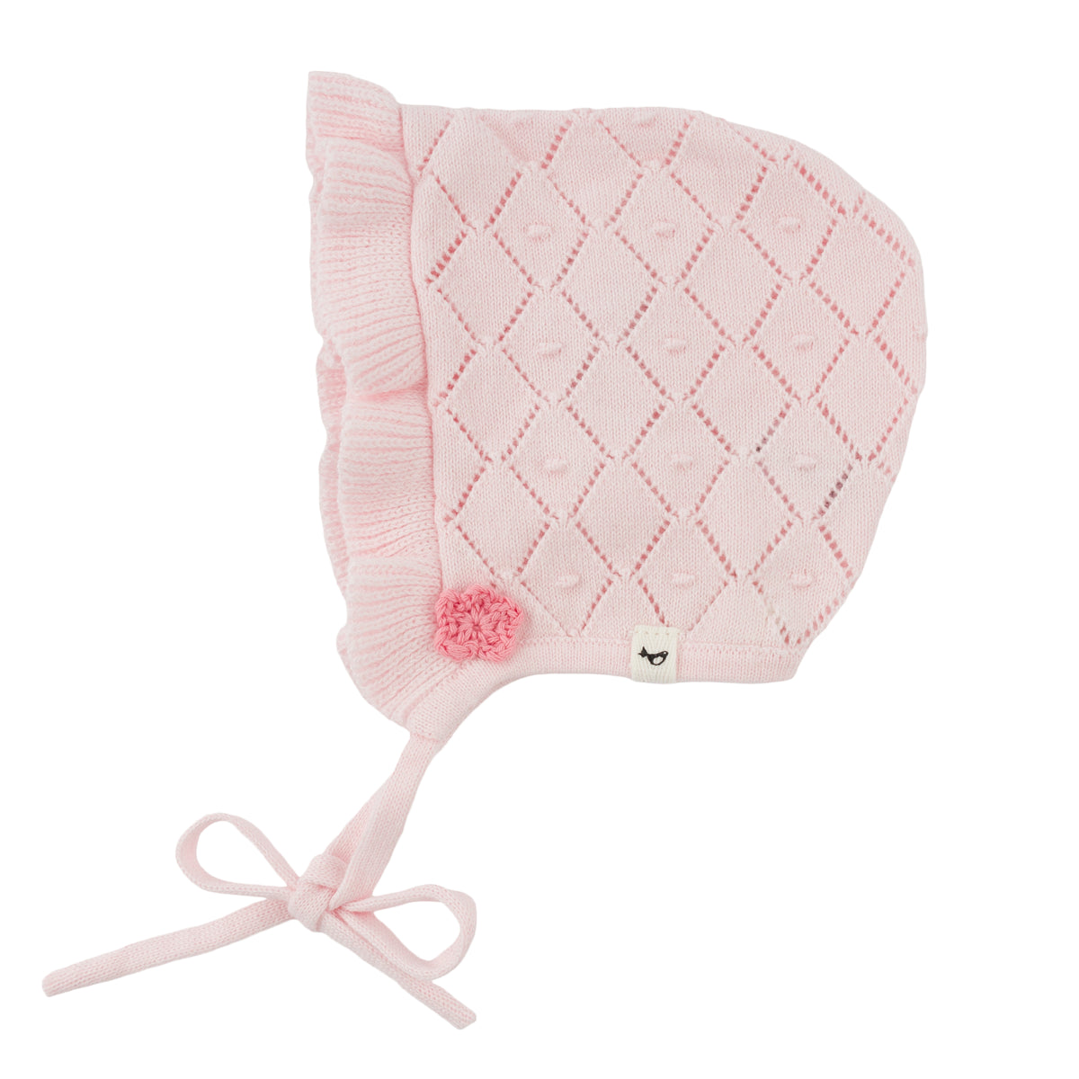 oh baby! Knitted Bonnet - Diamond Stitch - Barely Pink