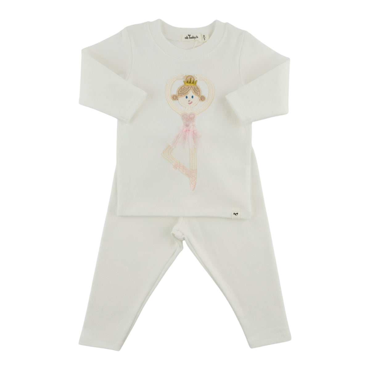 oh baby! Ballerina Applique Two Piece Set - Cream