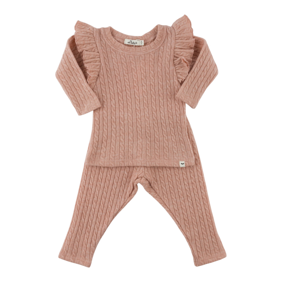 oh baby! Cable Knit Millie Two Piece Set - Pale Pink