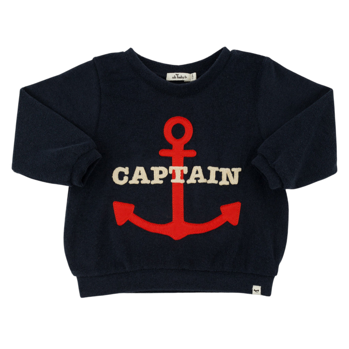 oh baby! Brooklyn Boxy Sweatshirt - Captain with Anchor - Navy